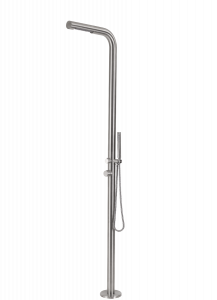 OKU Gartendusche Edelstahl V4A Flach mit Kopfbrause & Handbrause