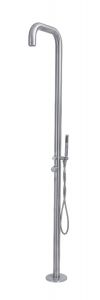 OKU Gartendusche Edelstahl V4A Gebogen mit Kopfbrause & Handbrause
