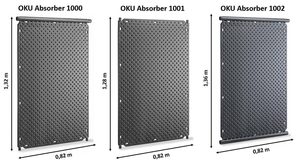 Abmessungen OKU Solarabsorber 1000; Solarabsorber 1001; Solarabsorber 1002